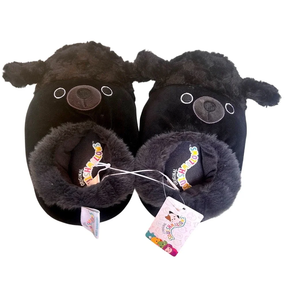 Squishmallows Black Poodle Sheep Plush Slippers Kids Size 13/1 New With Tags